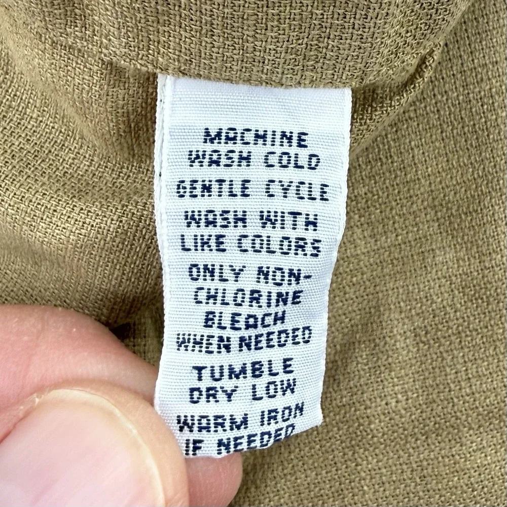 Polo Ralph Lauren Linen Shirt Mens M Khaki Field Military Short Sleeve Button Up